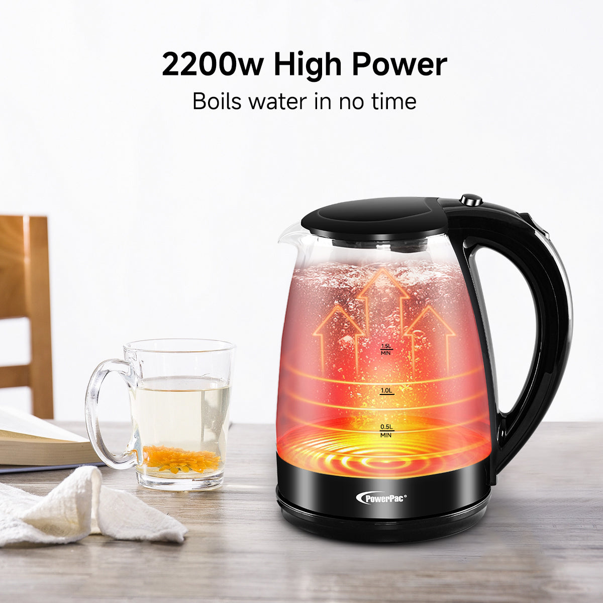 Cordless Kettle Jug 1.7L Glass Jug, Electric Kettle ( PPJ2004G)