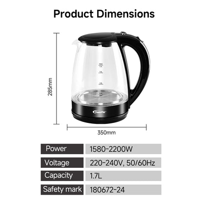 Cordless Kettle Jug 1.7L Glass Jug, Electric Kettle ( PPJ2004G)