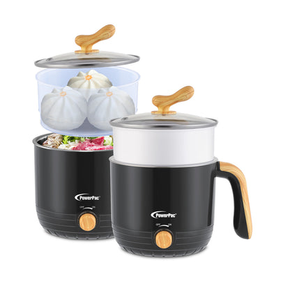 PowerPac 1.2L Stainless Steel Multi Cooker, Steamboat, Steamer (PPJ2012) Black