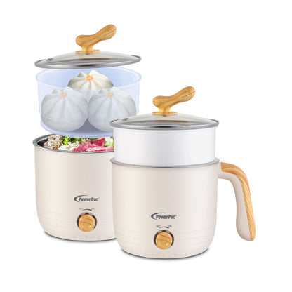 PowerPac 1.2L Stainless Steel Multi Cooker, Steamboat, Steamer (PPJ2012) White