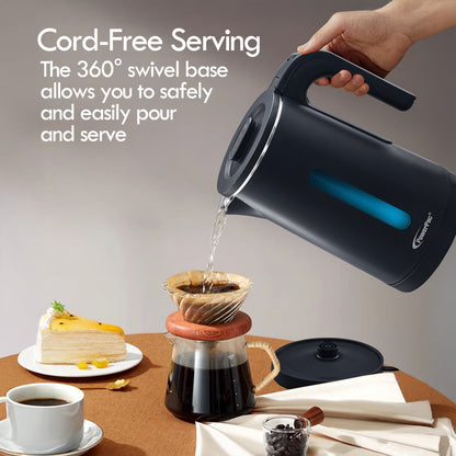 Electric Kettle Jug, Cordless Kettle 1.8L Cool Touch Insulation (PPJ2022) Black
