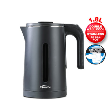 Electric Kettle Jug, Cordless Kettle 1.8L Cool Touch Insulation (PPJ2022) Black