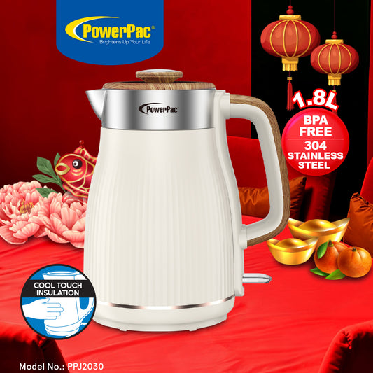 Cordless Kettle Jug, Electric Kettle Jug 1.8L Cool Touch Insulation (PPJ2030WH)