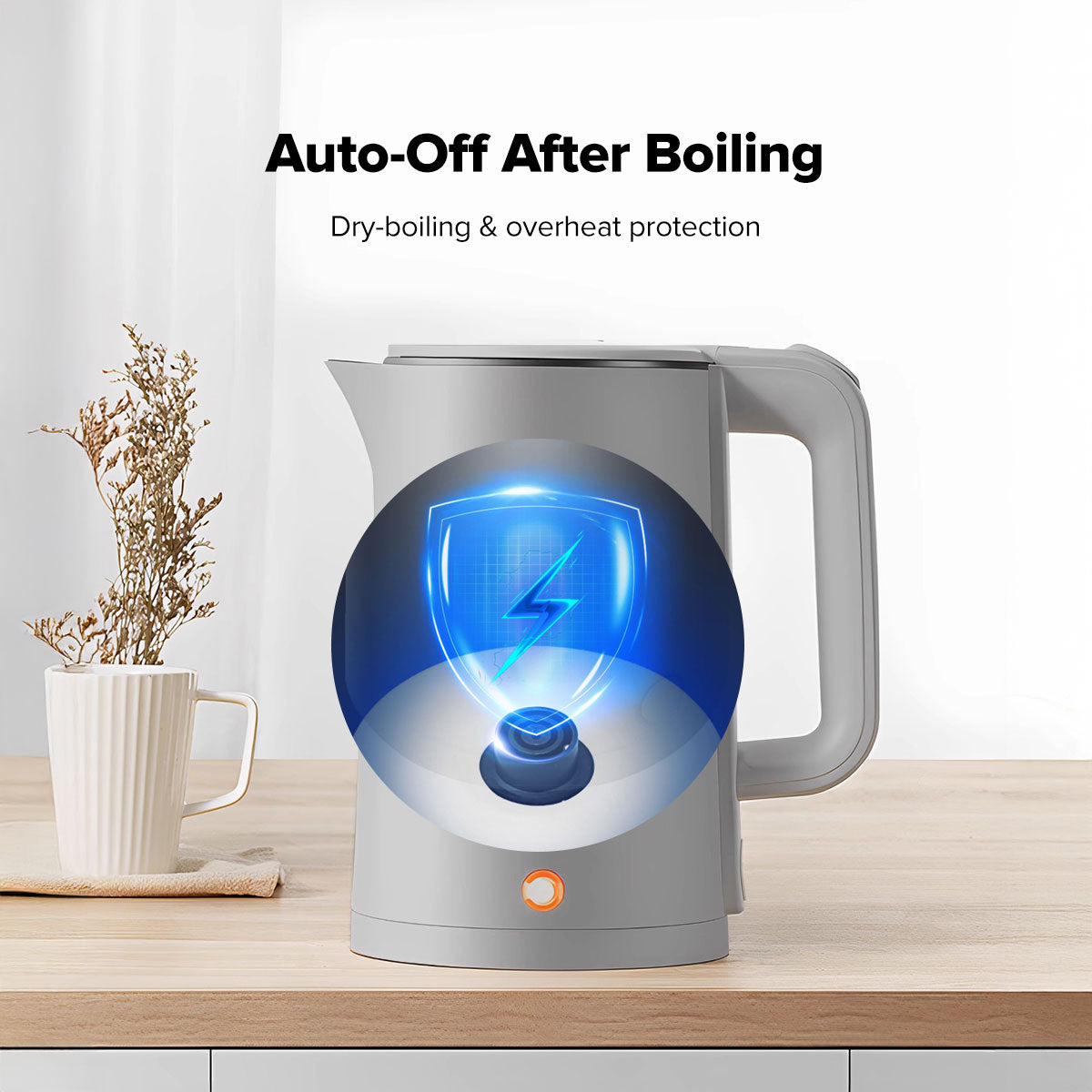 Electric Kettle Jug, Cordless Kettle 1.8L Cool Touch Insulation (PPJ2033GY)