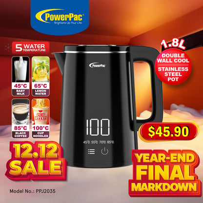 1.8L Digital Kettle Jug, Cordless Kettle Jug with Cool Touch (PPJ2035)