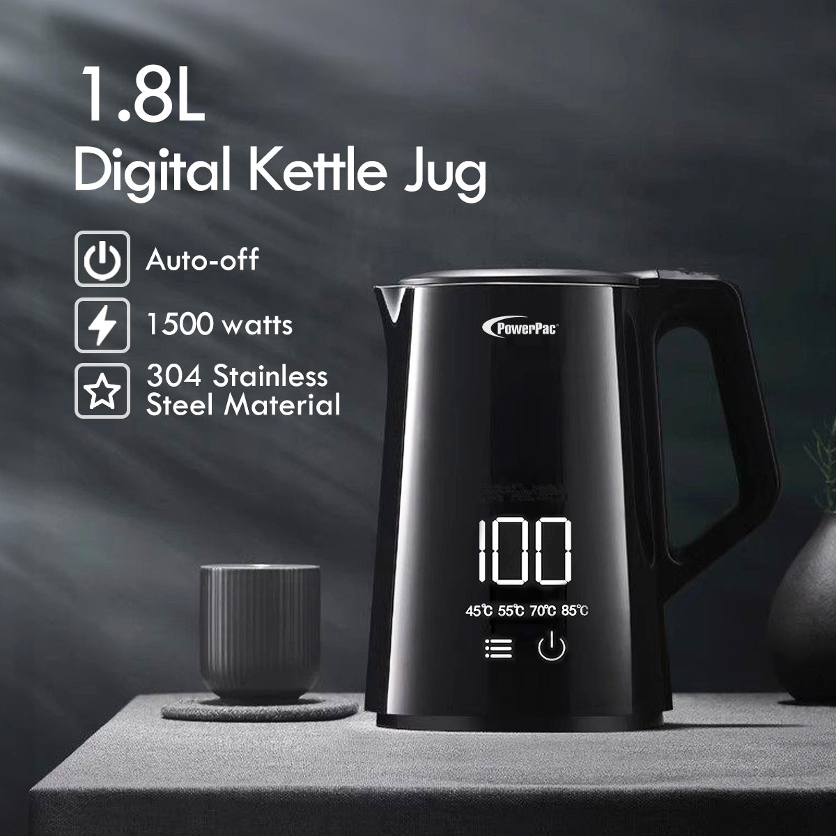 1.8L Digital Kettle Jug, Cordless Kettle Jug with Cool Touch (PPJ2035)