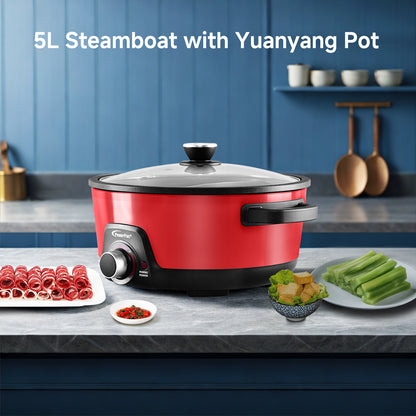 Steamboat & Multi Cooker, Hot Pot 5L with Yuanyang Pot (PPMC633)