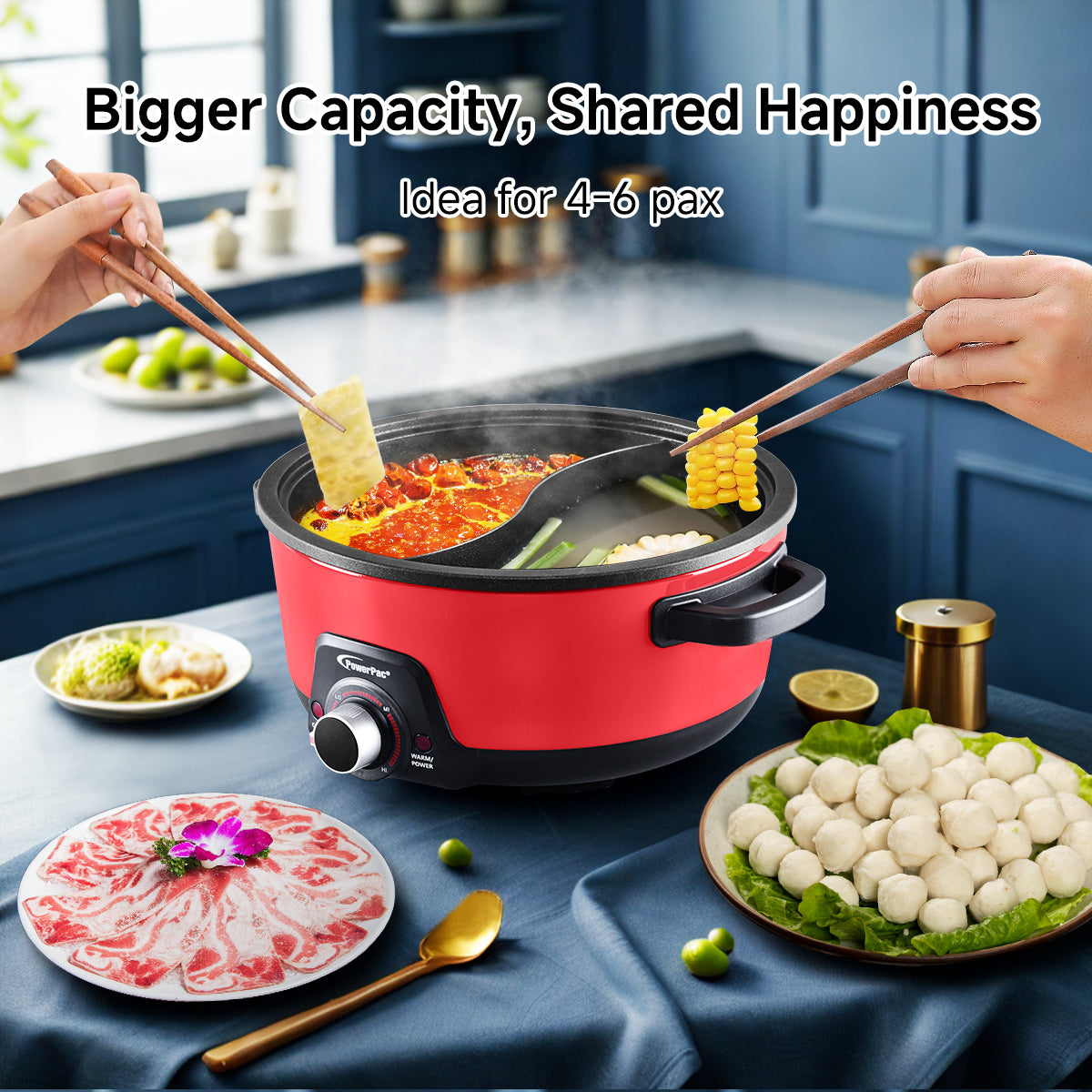 Steamboat & Multi Cooker, Hot Pot 5L with Yuanyang Pot (PPMC633