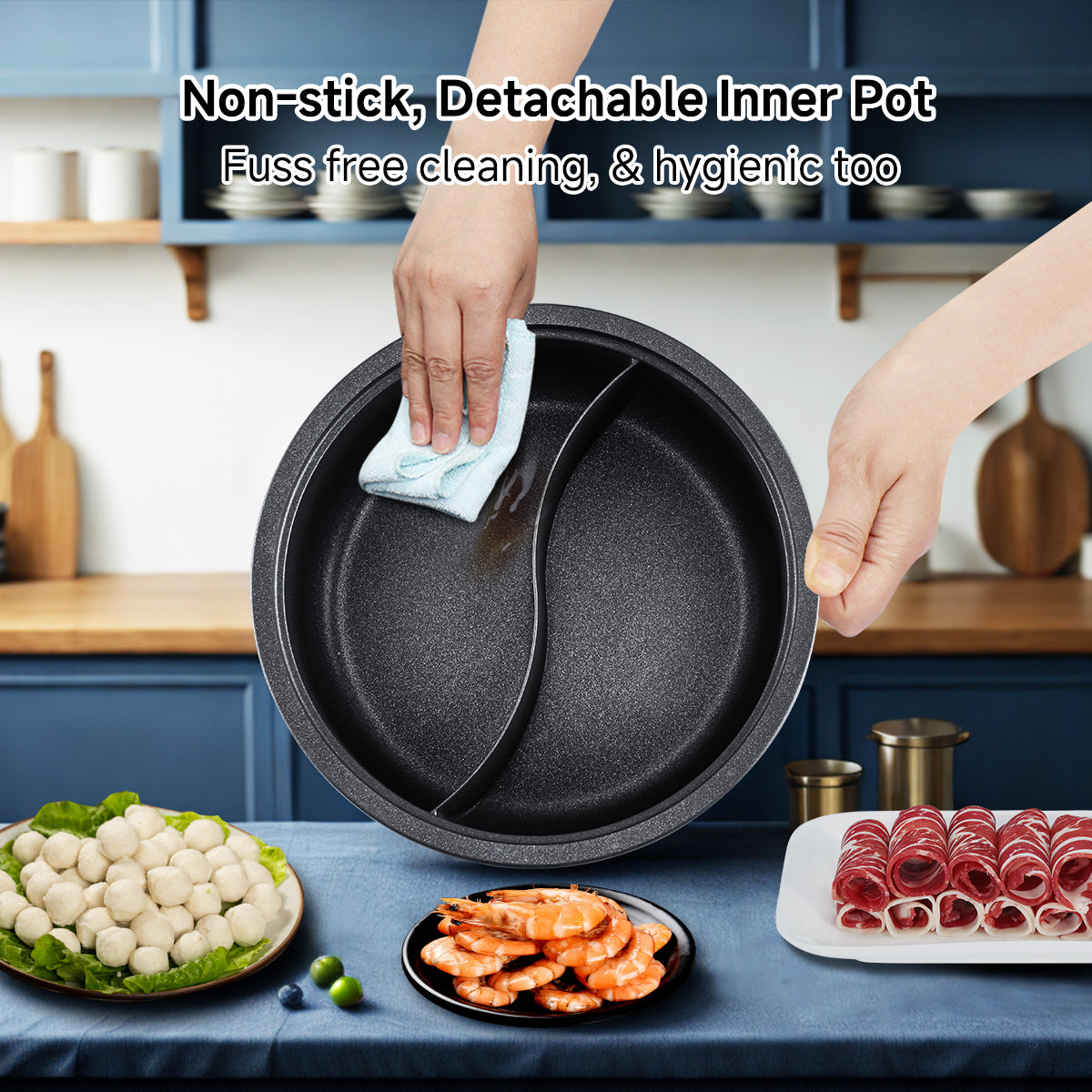 PowerPac Steamboat & Multi Cooker, Hot Pot 5L with Yuanyang Pot