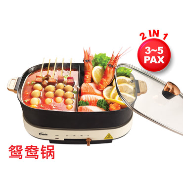 PowerPac Steamboat & Multi Cooker, Hot pot 4.5L with YuanYang Pot (PPMC768)