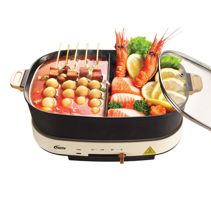 PowerPac Steamboat & Multi Cooker, Hot pot 4.5L with YuanYang Pot (PPMC768)