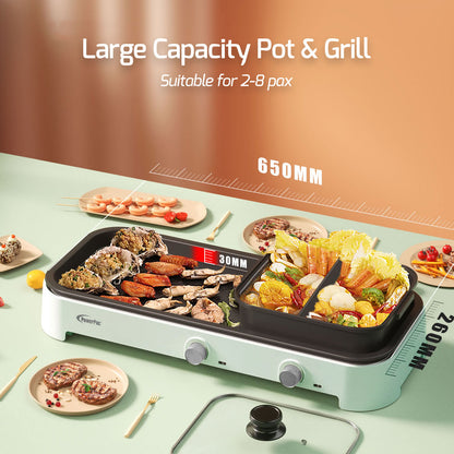 Steamboat with BBQ Grill, 2 in 1 Multi Cooker with Non-stick YuanYang pot (PPMC797)