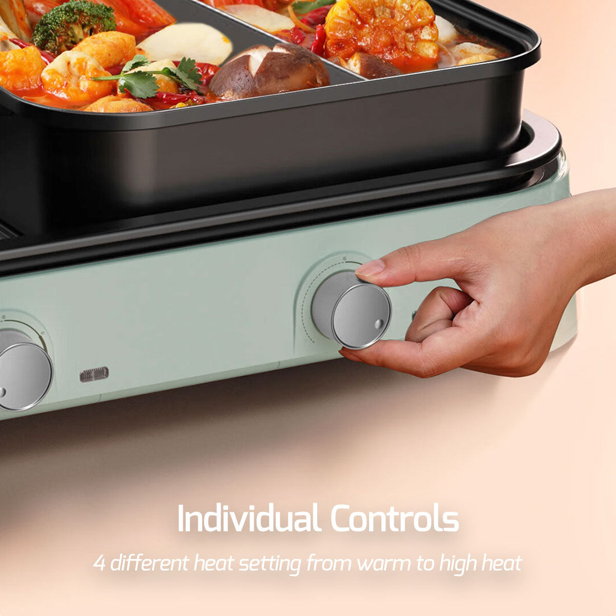 Steamboat with BBQ Grill, 2 in 1 Multi Cooker with Non-stick YuanYang pot (PPMC797)