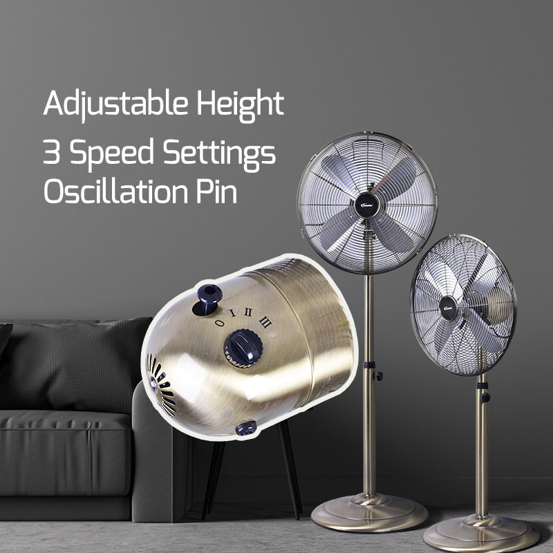 Stand Fan 16&quot; Metal Antique Retro with Oscillation &amp; High Velocity (PPMSF40)
