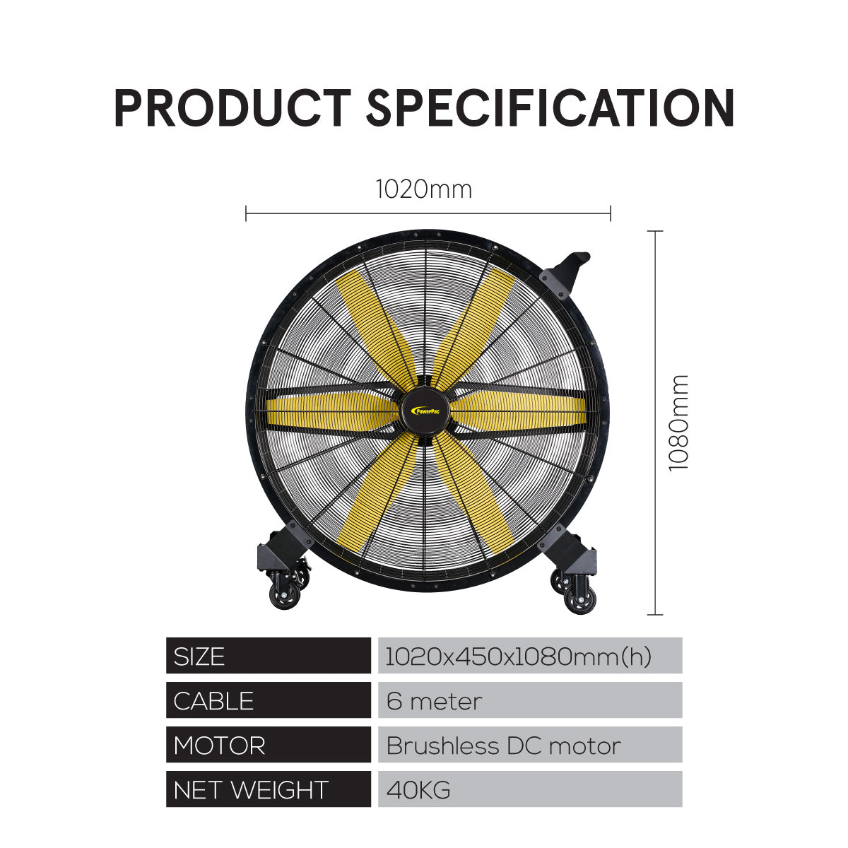 BIG FAN with 7 speed, Industrial Fan, Power Fan, Big Air Circulator Fan 36" (PPP3622)