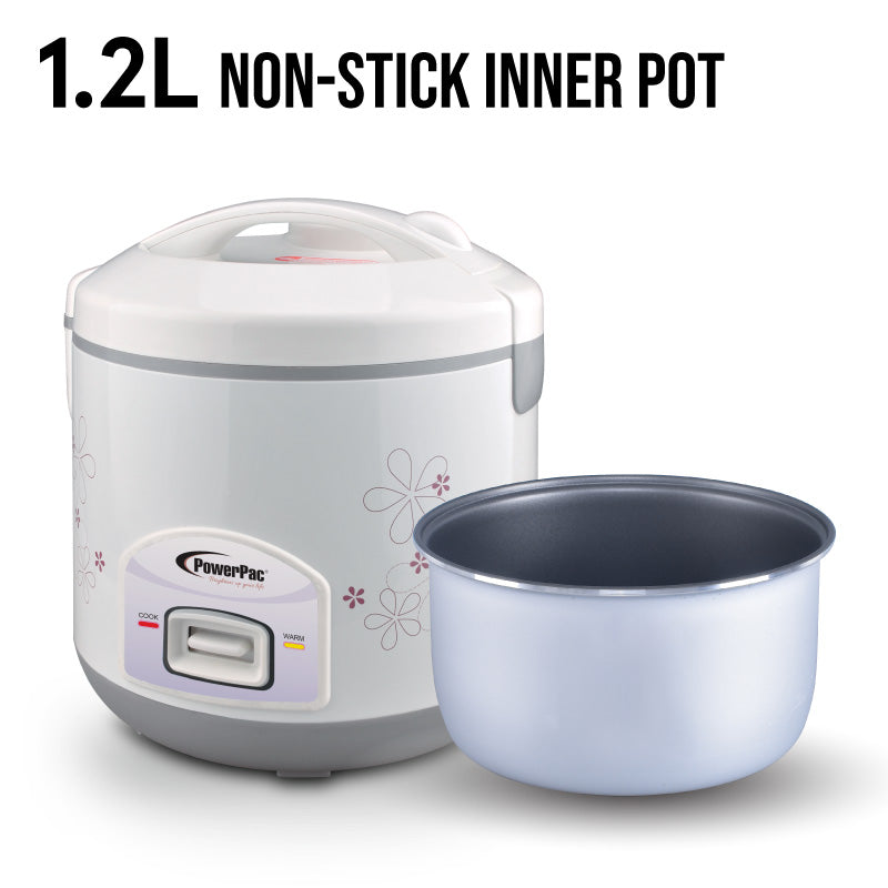 Rice Cooker 1.2L with Steamer, Rice Cooker with Non-stick inner pot (PPRC12-Nonstick)