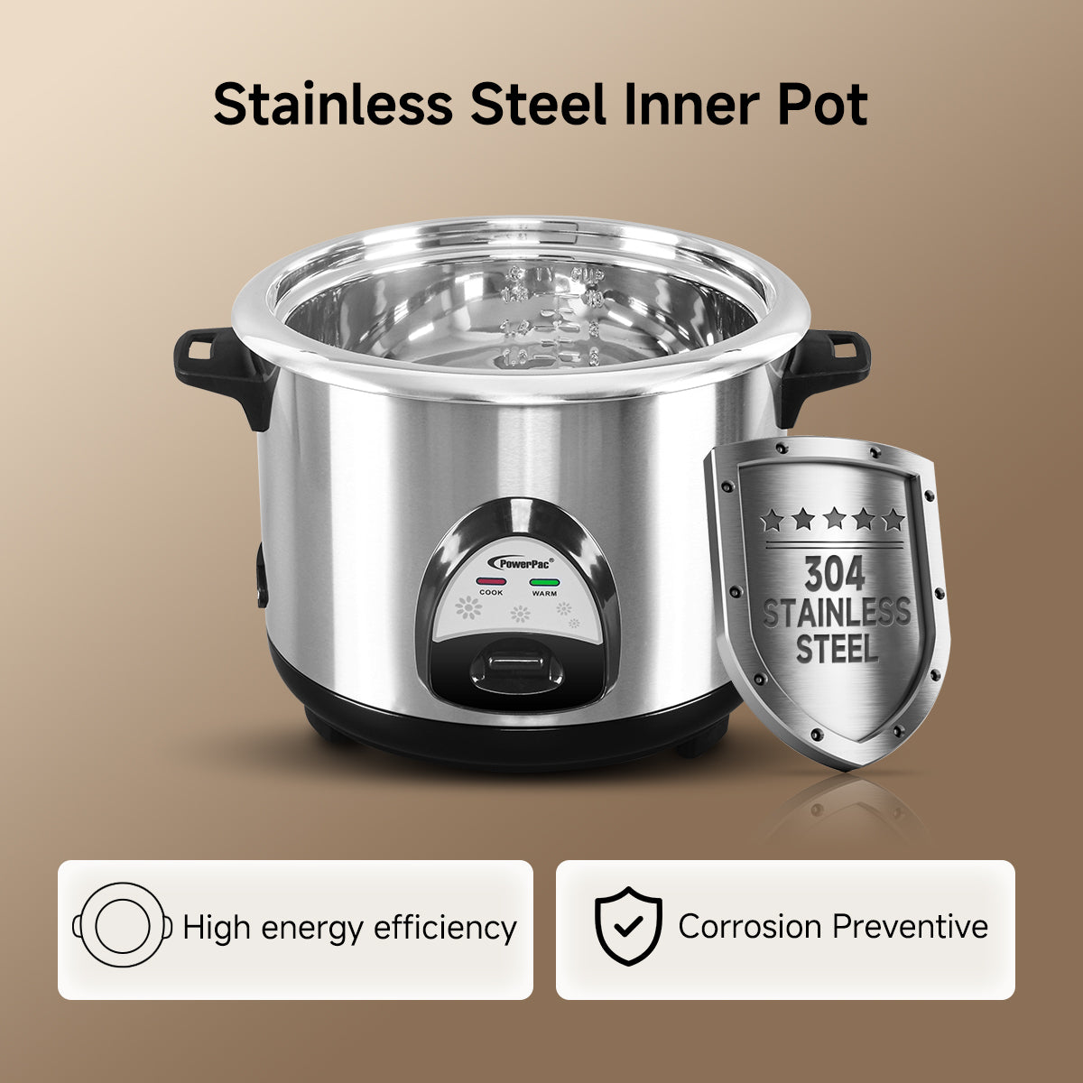 Rice Cooker 1.0L Rice Cooker with Stainless Steel Pot and Food Steamer (PPRC31)