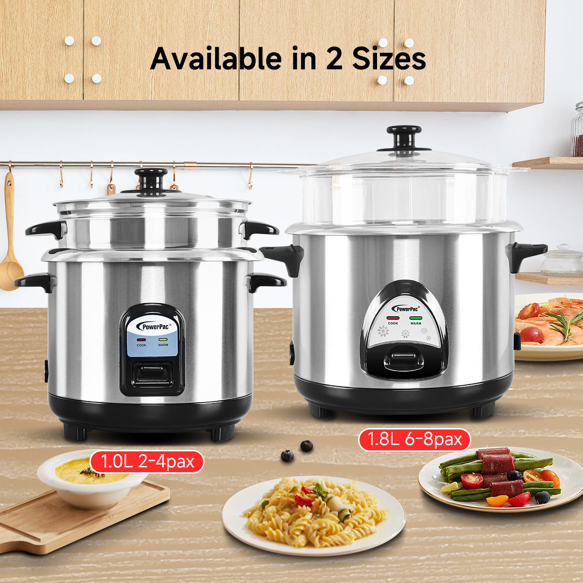 Rice Cooker 1.0L Rice Cooker with Stainless Steel Pot and Food Steamer (PPRC31)