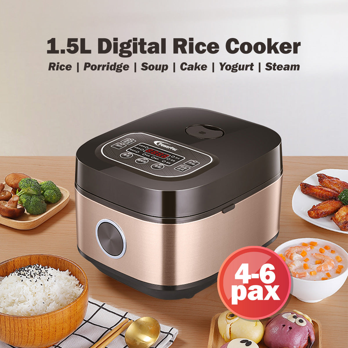 Multi-Purpose Digital Rice Cooker 1.5L with Non-stick Inner Pot (PPRC3 ...