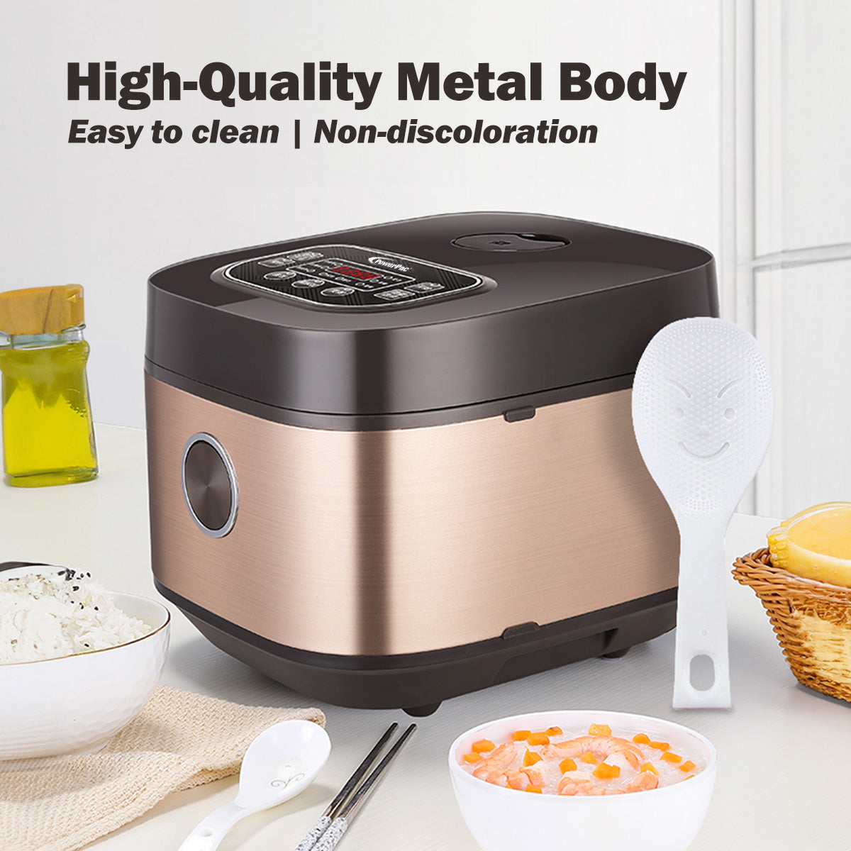 PowerPac Multi-Purpose Digital Rice Cooker 1.8L with Non-stick Inner P ...