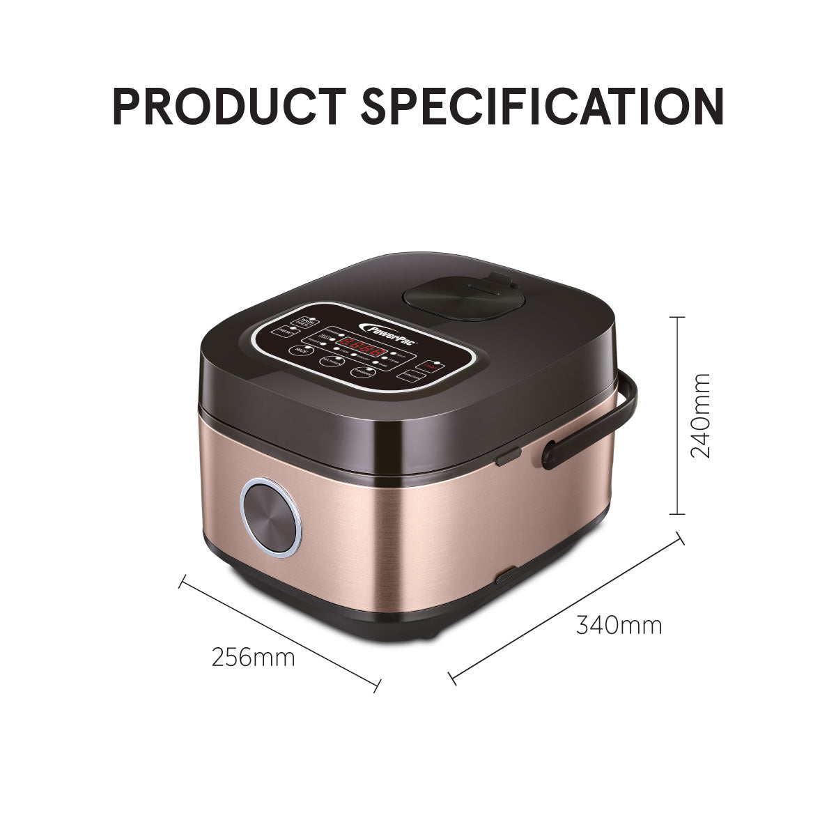 PowerPac Multi-Purpose Digital Rice Cooker 1.8L with Non-stick Inner P ...