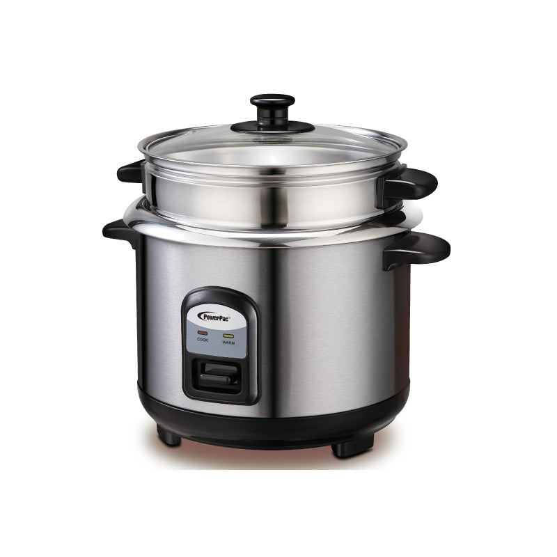 PowerPac Rice Cooker 1.0L Rice Cooker with Stainless Steel Pot and Food Steamer (PPRC31)