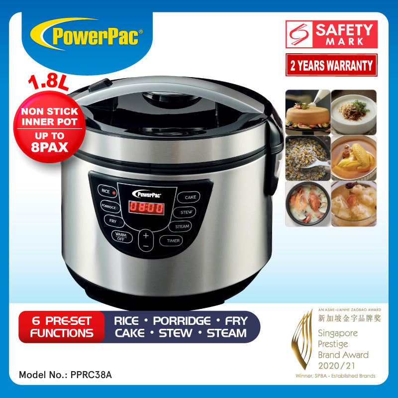 1.8L Digital Rice Cooker / Multi Cooker (PPRC38A) - PowerPacSG