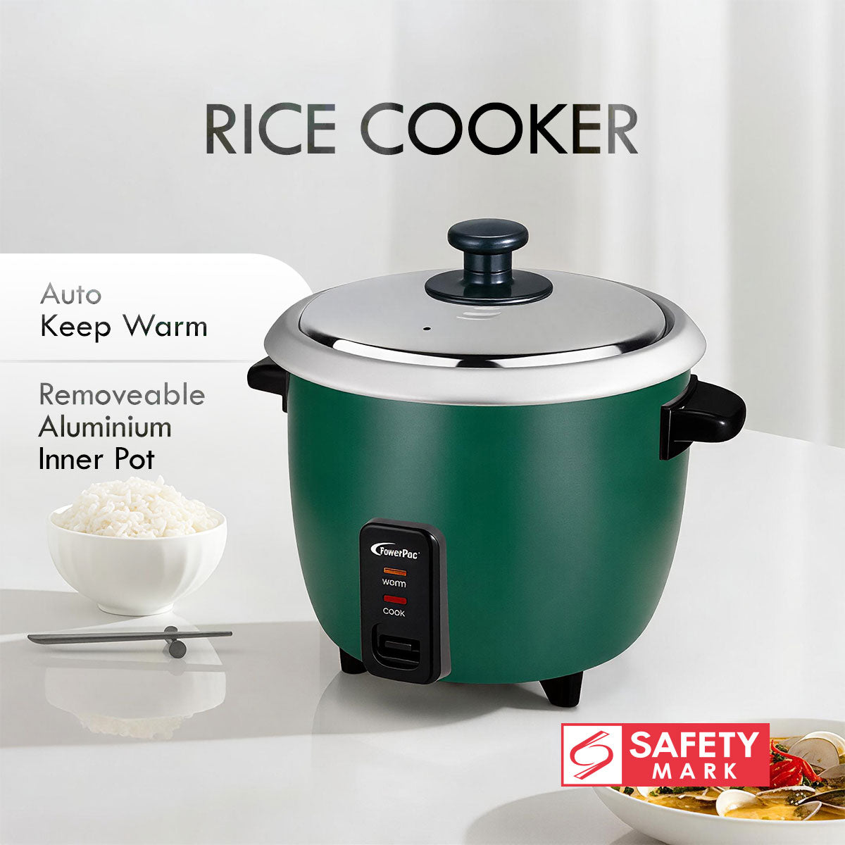 1L Rice Cooker with Aluminium Inner Pot (PPRC4) Green