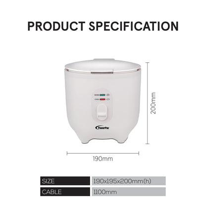 Mini Rice Cooker, Personal Rice Cooker 0.5L with non-stick Inner Pot (PPRC607) Ivory