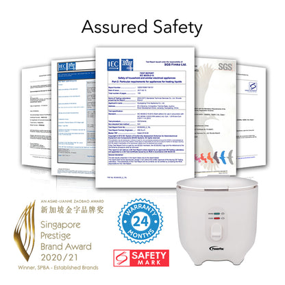 Mini Rice Cooker, Personal Rice Cooker 0.5L with non-stick Inner Pot (PPRC607) Ivory