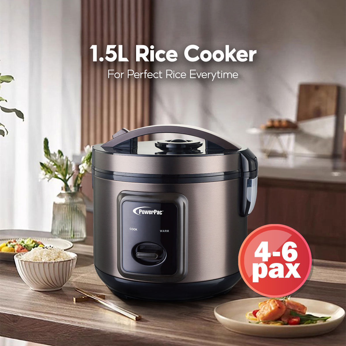 Rice Cooker 1.5L with Stainless Steel Inner Pot (PPRC612)