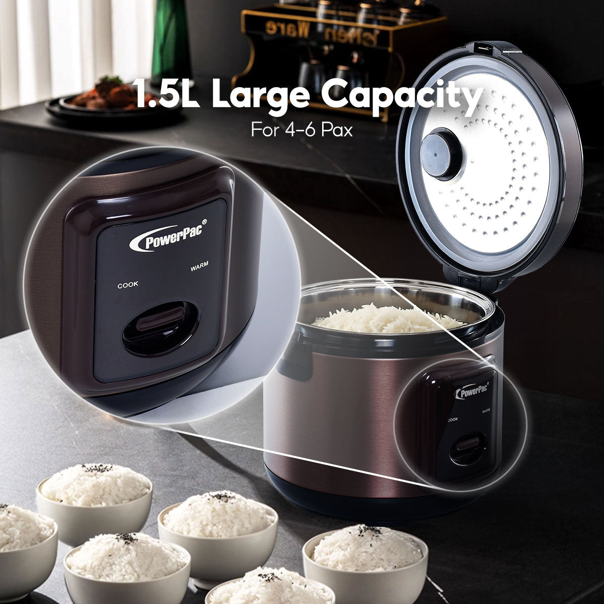 Rice Cooker 1.5L with Stainless Steel Inner Pot (PPRC612)