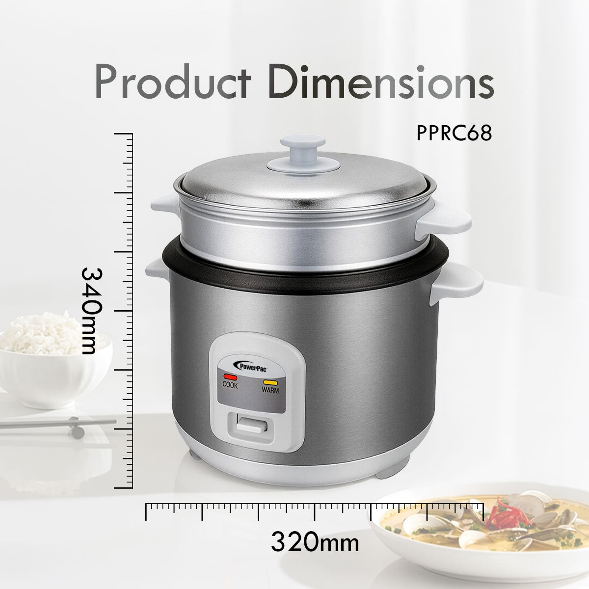 1.8L Rice Cooker with Steamer (PPRC68)