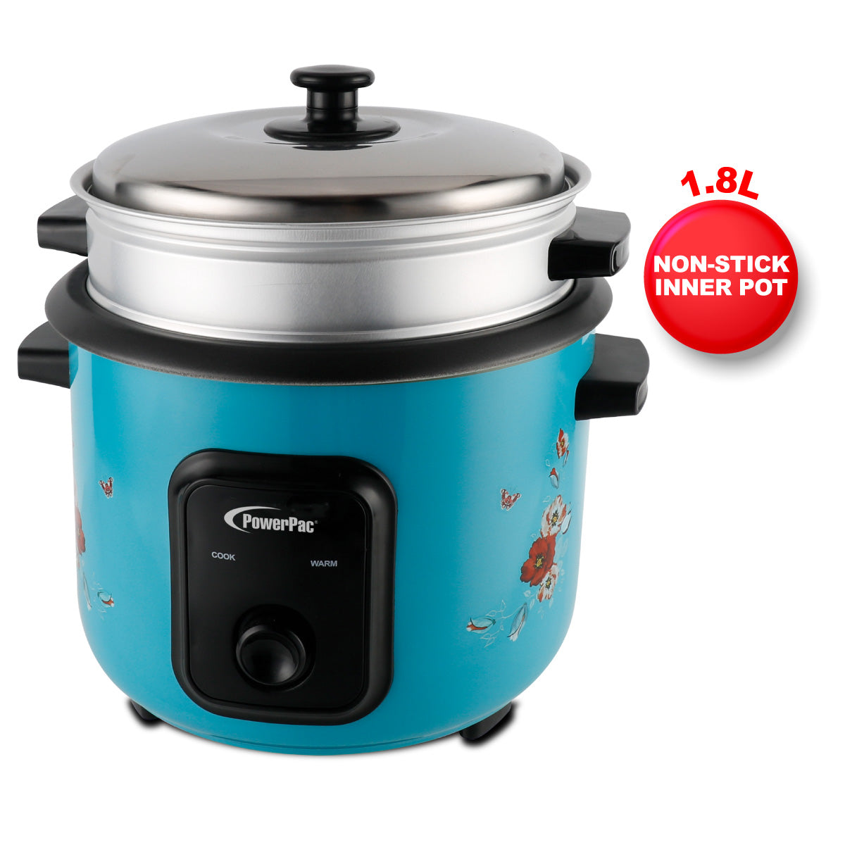 1.8L Rice Cooker with Non Stick Inner Pot and  Steamer (PPRC8)