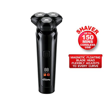 PowerPac Electric Shaver for Man, Rechargeable Shaver for Man, Digital Display (PPS1155)