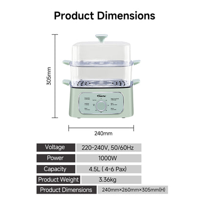 2in1 Multi function 2 Tier Food Steamer & Steamboat, Non-stick Inner Pot, 9.2L (PPS704)