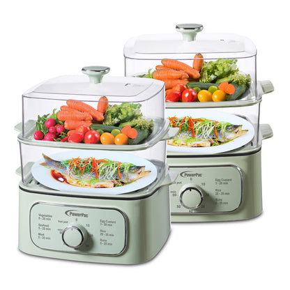 PowerPac 2in1 Multi function 2 Tier Food Steamer & Steamboat, Non-stick Inner Pot, 9.2L (PPS704)