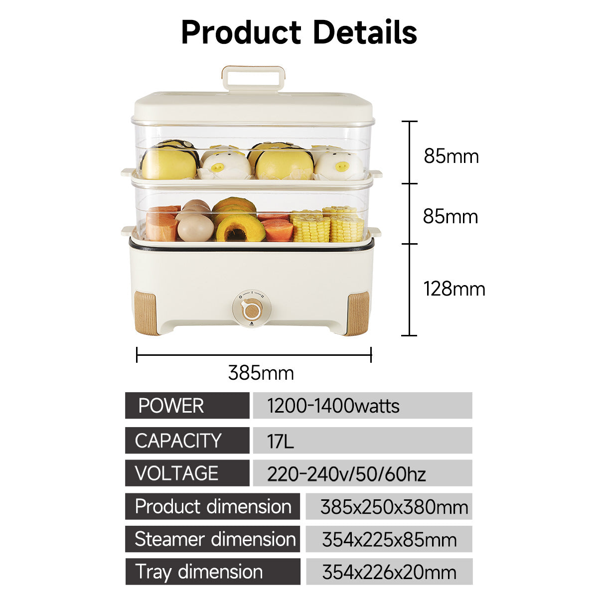 2in1 Multi function 2 Tier Food Steamer & Steamboat, Non-stick Inner Pot, 17L (PPS705)