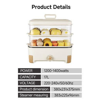 2in1 Multi function 2 Tier Food Steamer & Steamboat, Non-stick Inner Pot, 17L (PPS705)