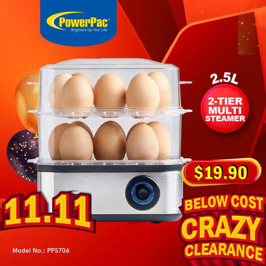 Food steamer 2.5L Multifunction 2 Tier Steamer (PPS706)