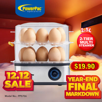 Food steamer 2.5L Multifunction 2 Tier Steamer (PPS706)
