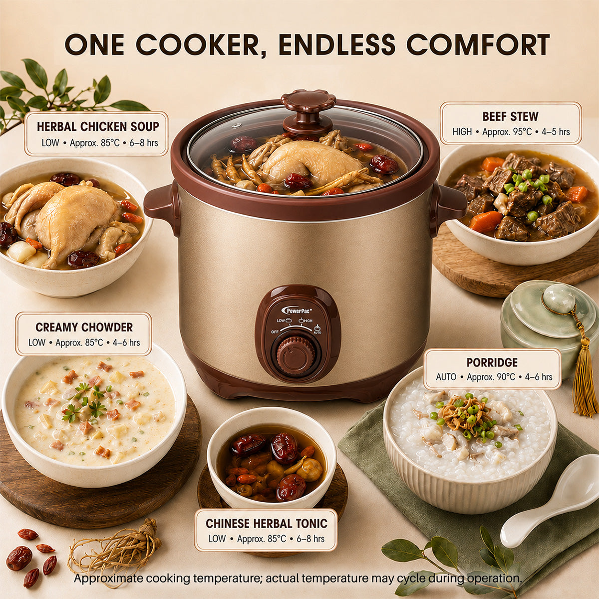 PowerPac 5L Slow Cooker with Ceramic Pot (PPSC50)