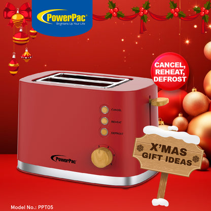 2 Slice Bread Toaster with Auto POP UP (PPT05) Red