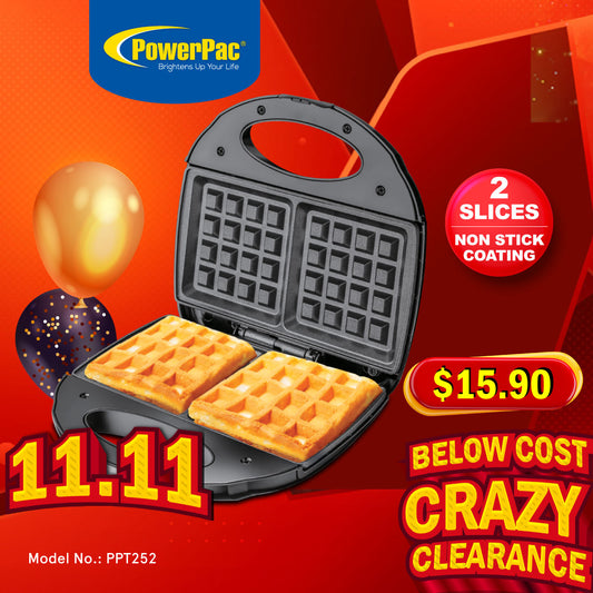 Waffle maker, 2 Slice Waffle Maker with Non-stick coating plate (PPT252)