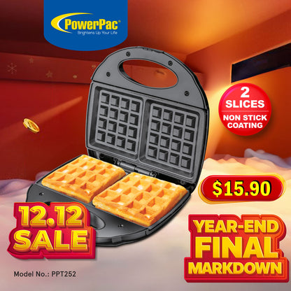 Waffle maker, 2 Slice Waffle Maker with Non-stick coating plate (PPT252)