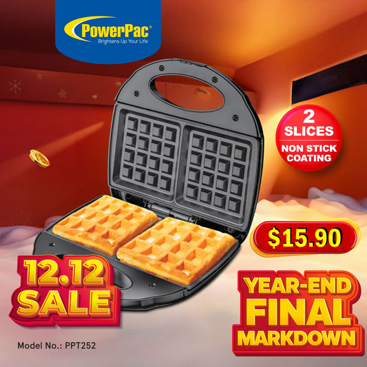 Waffle maker, 2 Slice Waffle Maker with Non-stick coating plate (PPT252)