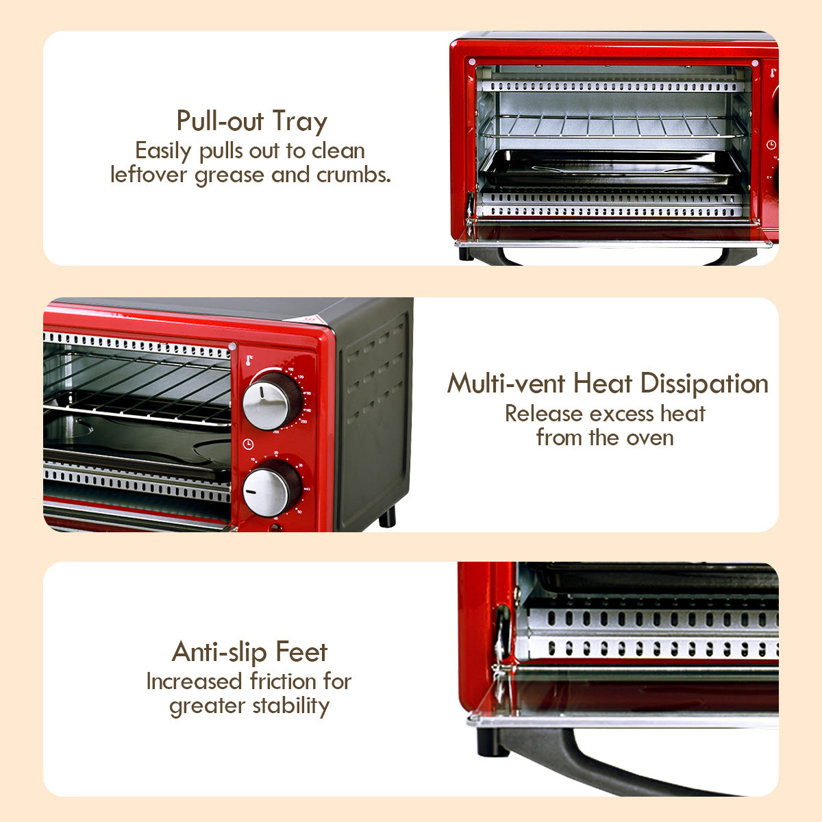 Electric Oven 10L with 1 sets of baking tray and grill and temperature selector (PPT38)