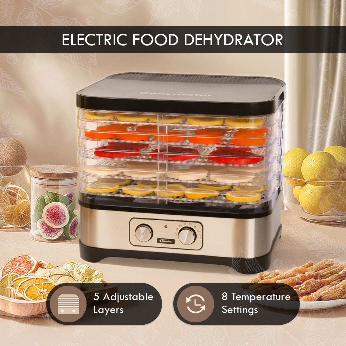 Food Dehydrator, Electric Food Dryer Machine for Home Commercial Multi Tier(PPT508)