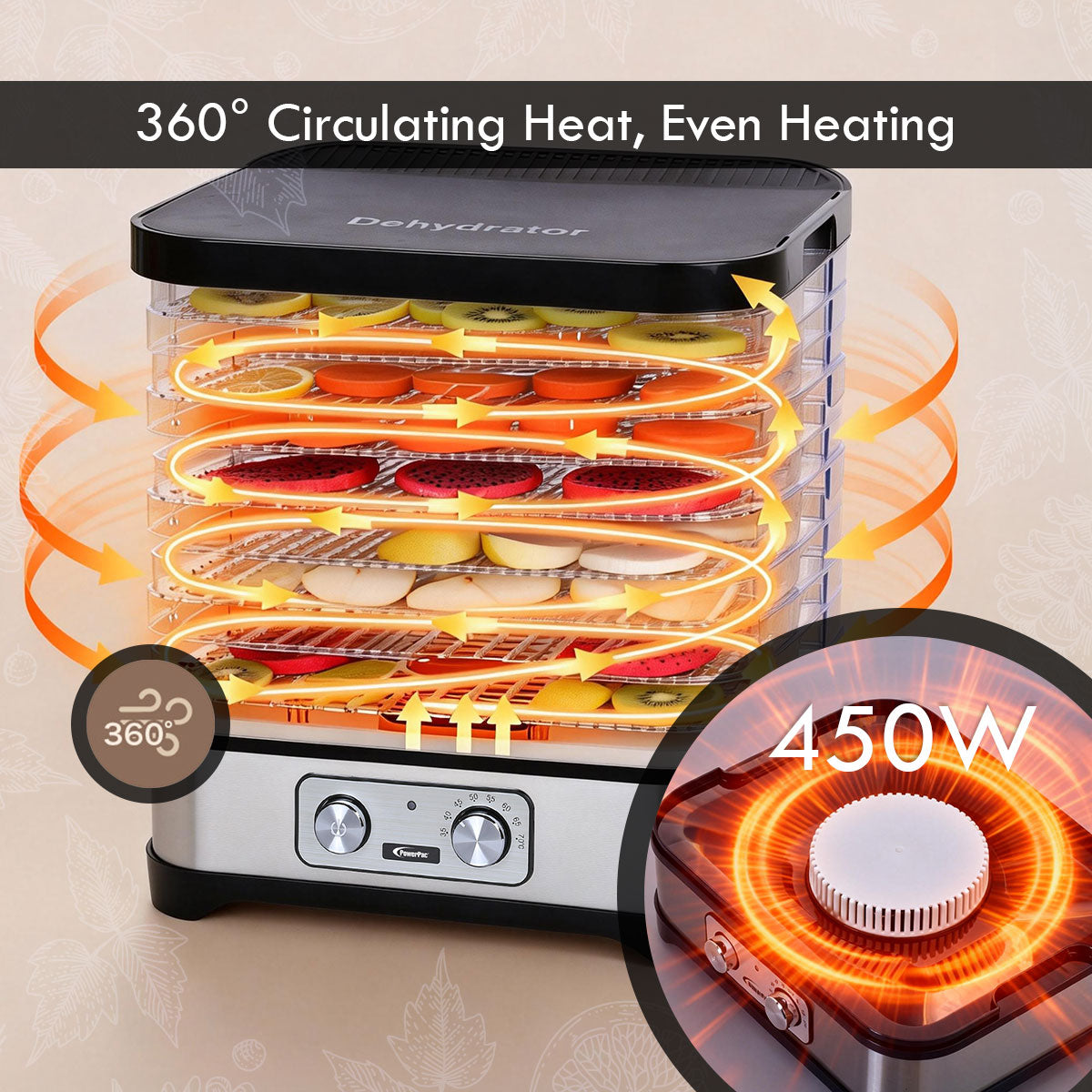 Food Dehydrator, Electric Food Dryer Machine for Home Commercial Multi Tier(PPT508)