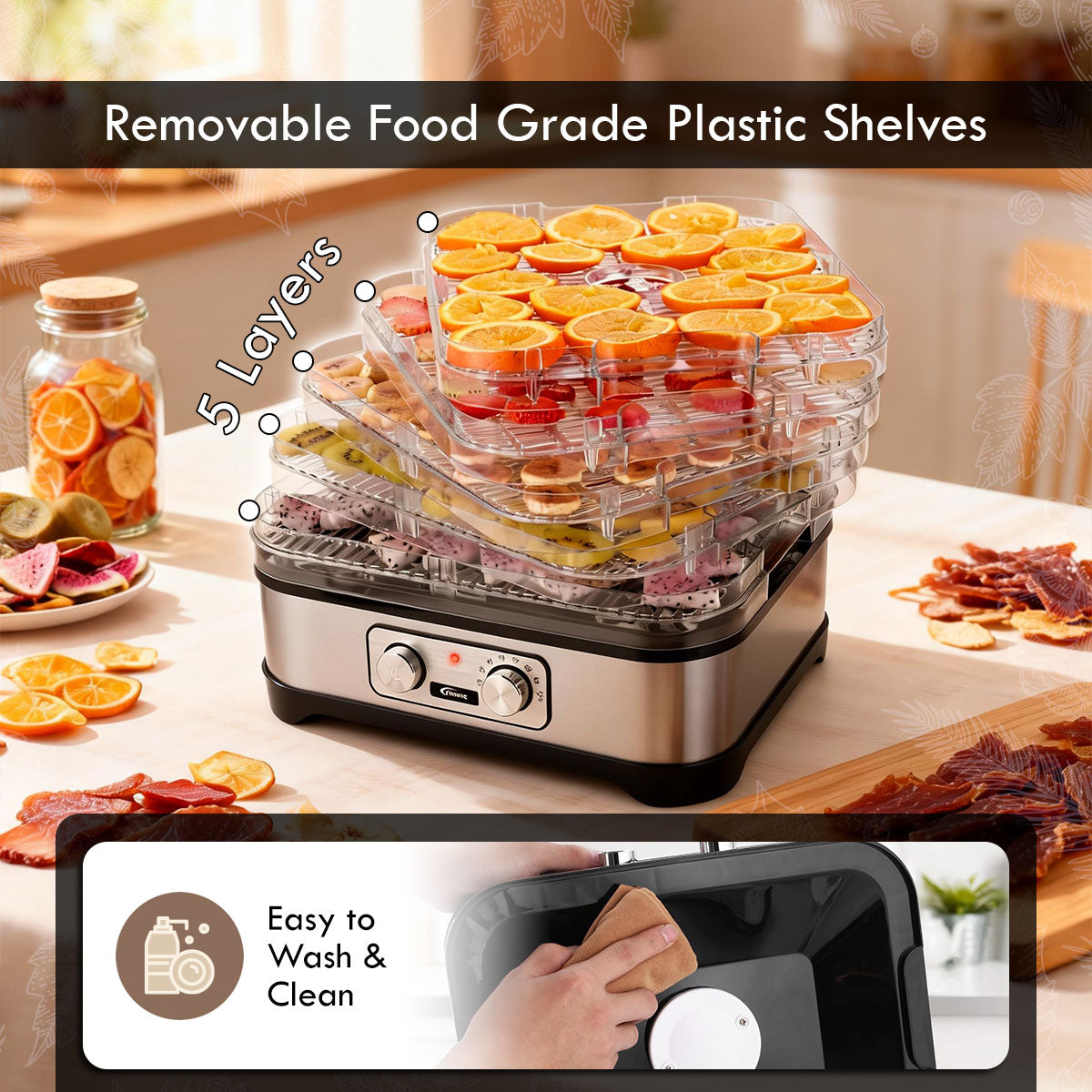 Food Dehydrator, Electric Food Dryer Machine for Home Commercial Multi Tier(PPT508)